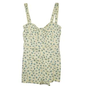 Anthropologie Yellow Blue Floral Button-Front Romper – Size XXS